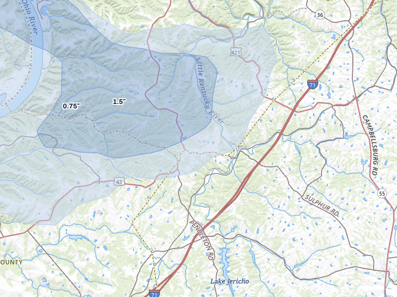NEXRAD radar-signature map of the hail storm over Pendleton, KY on Apr 27, 2026