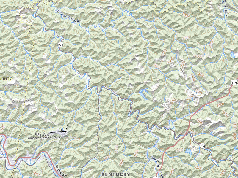 Radar-estimated hail-size map of the storm over Pikeville, KY on Jul 4, 2026