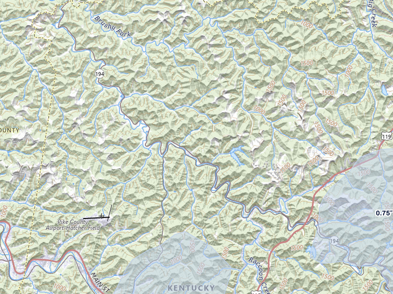 NEXRAD radar-signature map of the hail over Pikeville, KY