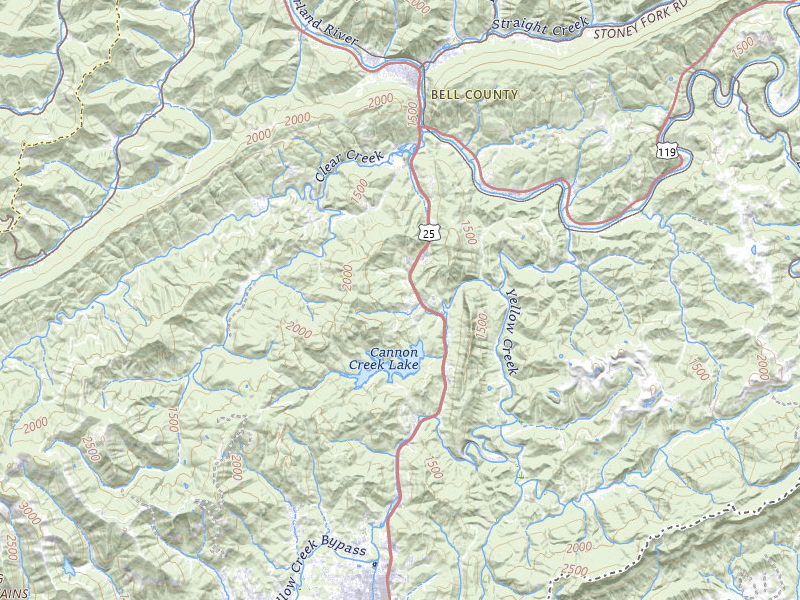 Radar-estimated hail-size map of the storm over Pineville, KY on Jul 3, 2026