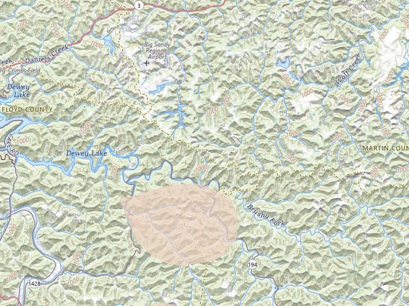 Radar-estimated hail-size map of the storm over Prestonsburg, KY on Aug 11, 2026