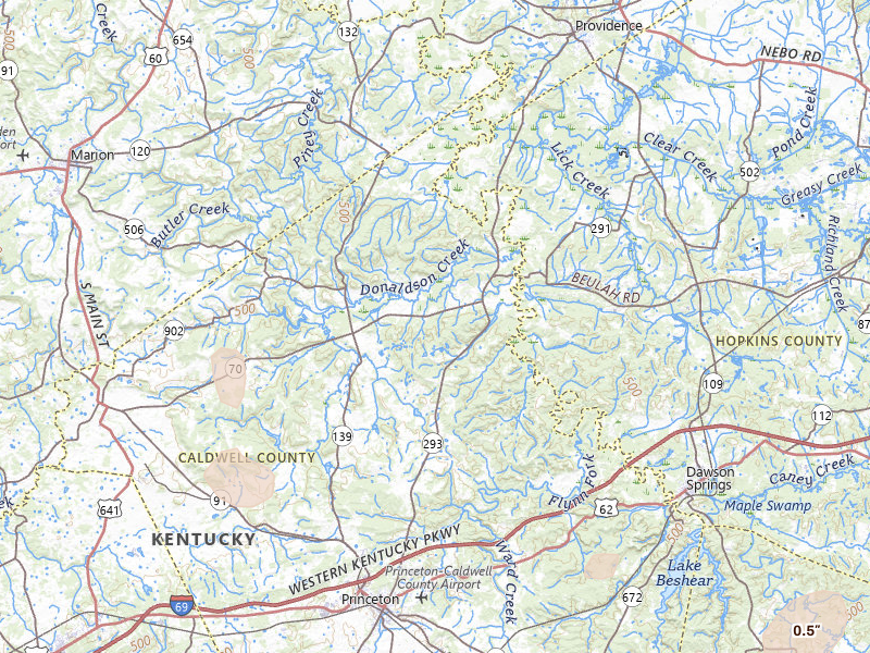 Radar-estimated hail-size map of the storm over Princeton, KY on Jul 5, 2026
