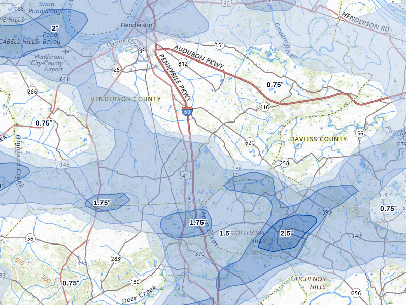 NEXRAD radar-signature map of the hail over Robards, KY
