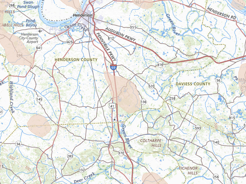 Radar-estimated hail-size map of the storm over Robards, KY on Jul 26, 2026