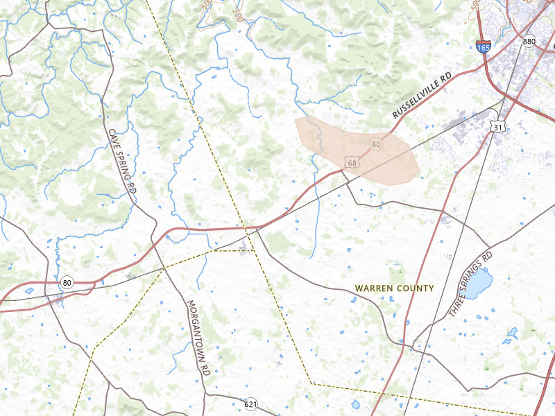 Radar-estimated hail-size map of the storm over Rockfield, KY