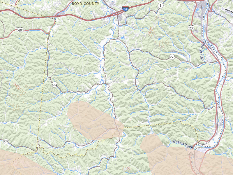 Radar-estimated hail-size map of the storm over Rush, KY on Aug 16, 2026