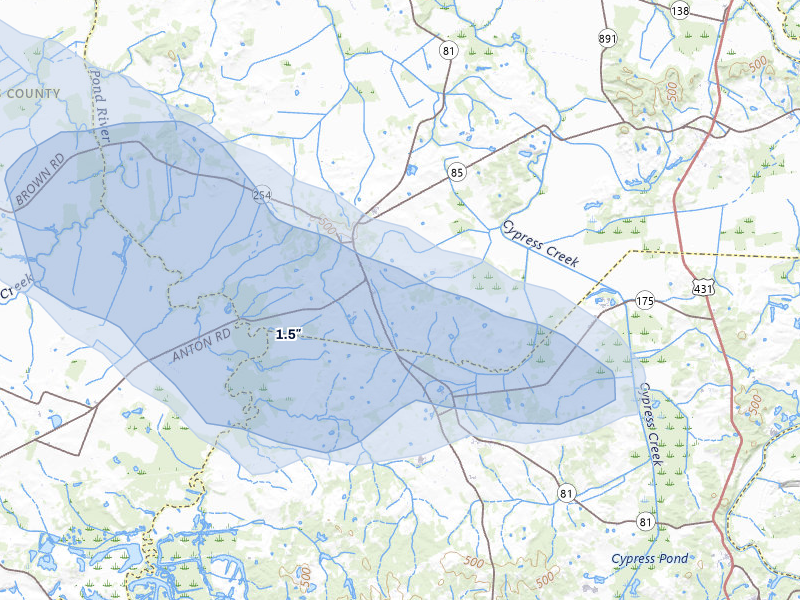 NEXRAD radar-signature map of the hail over Sacramento, KY