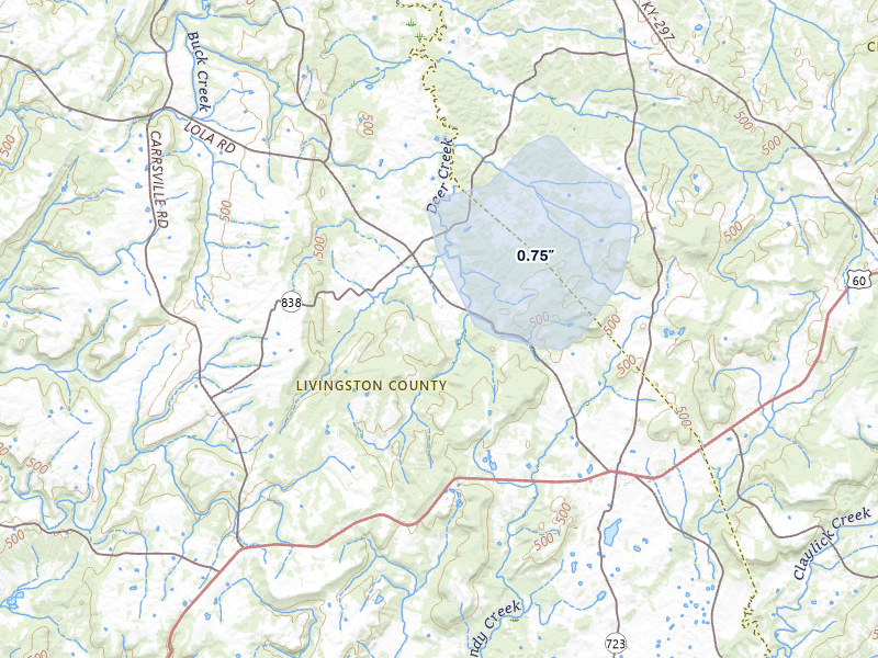 NEXRAD radar-signature map of the hail storm over Salem, KY on Jul 31, 2026