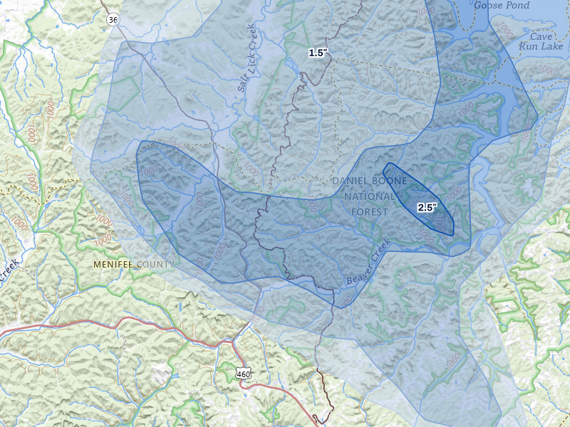 NEXRAD radar-signature map of the hail storm over Salt Lick, KY on Aug 11, 2026