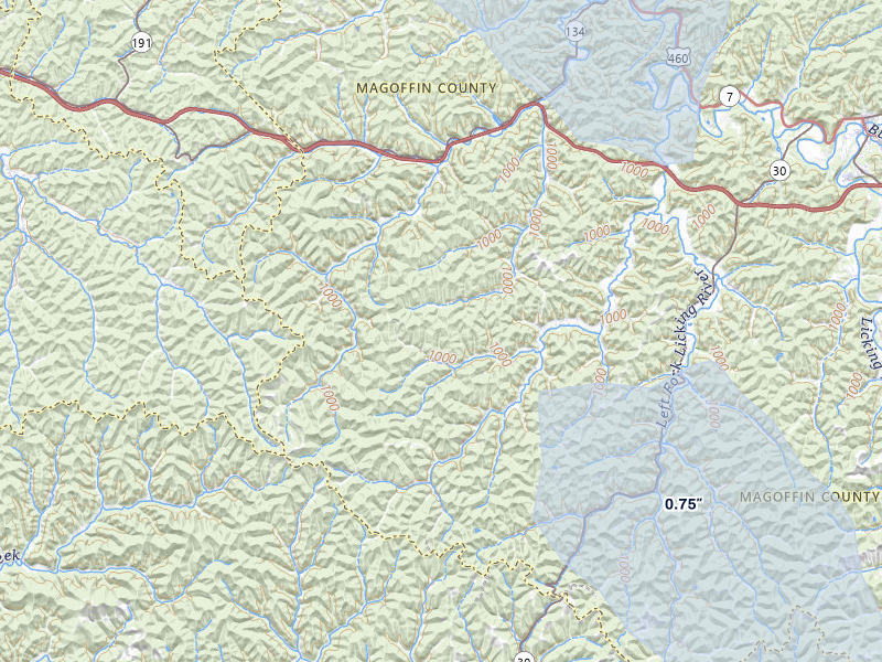 NEXRAD radar-signature map of the hail storm over Salyersville, KY on Jul 28, 2026