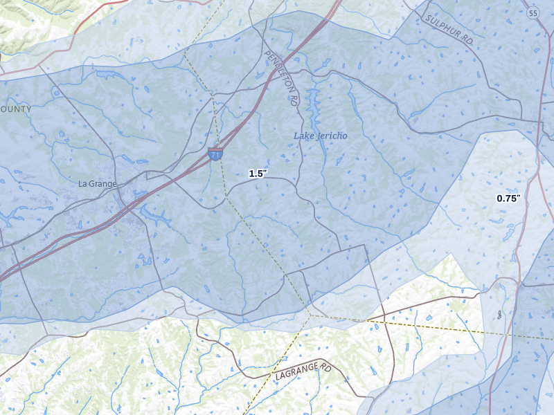 NEXRAD radar-signature map of the hail storm over Smithfield, KY on May 16, 2026