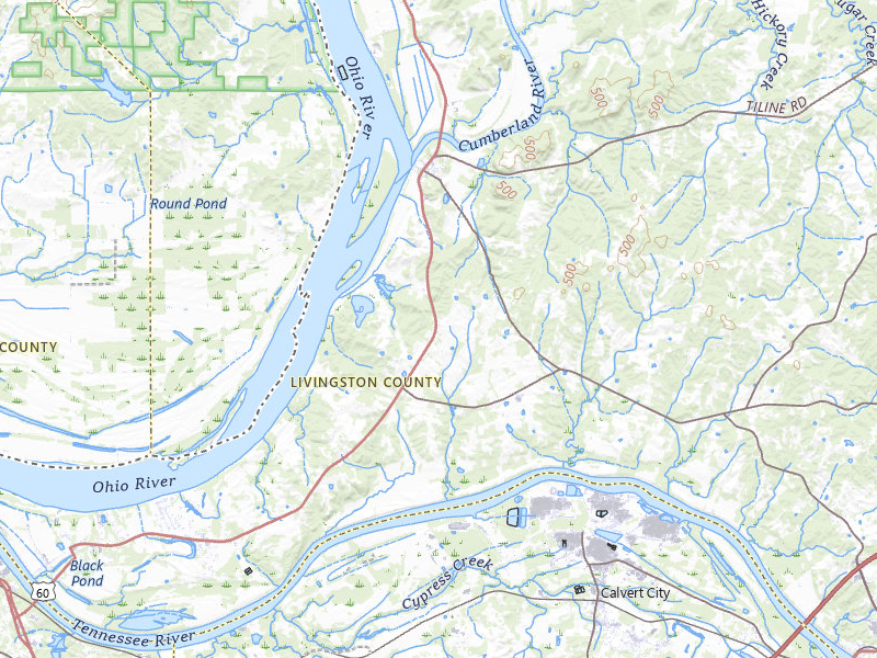 Radar-estimated hail-size map of the storm over Smithland, KY on Apr 27, 2026