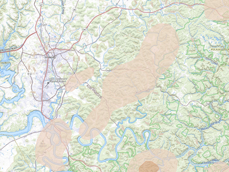 Radar-estimated hail-size map of the storm over Somerset, KY