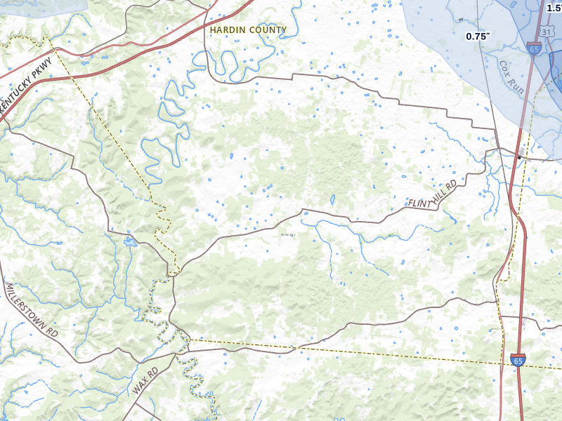 NEXRAD radar-signature map of the hail storm over Sonora, KY on Aug 11, 2026