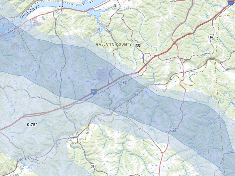 NEXRAD radar-signature map of the hail over Sparta, KY