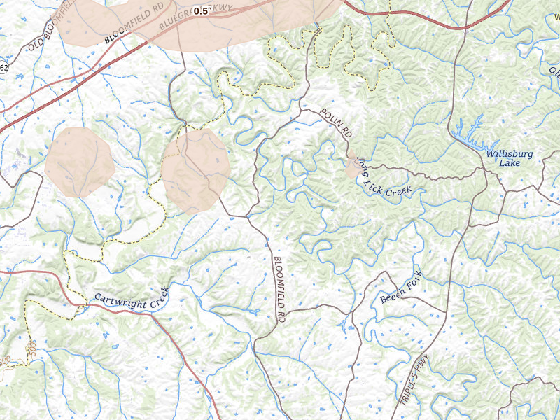 Radar-estimated hail-size map of the storm over Springfield, KY on Jun 21, 2026