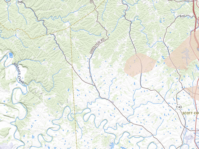 Radar-estimated hail-size map of the storm over Stamping Ground, KY on May 16, 2026
