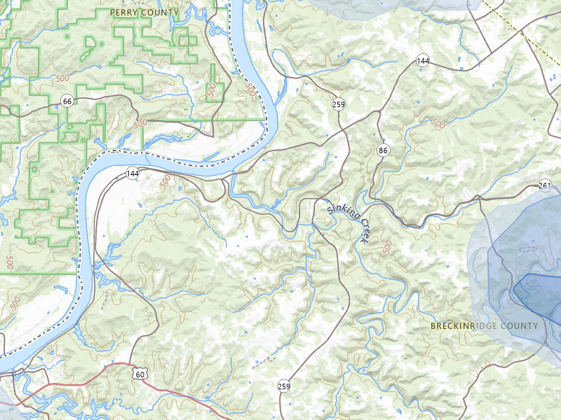 NEXRAD radar-signature map of the hail storm over Stephensport, KY on Jul 9, 2026