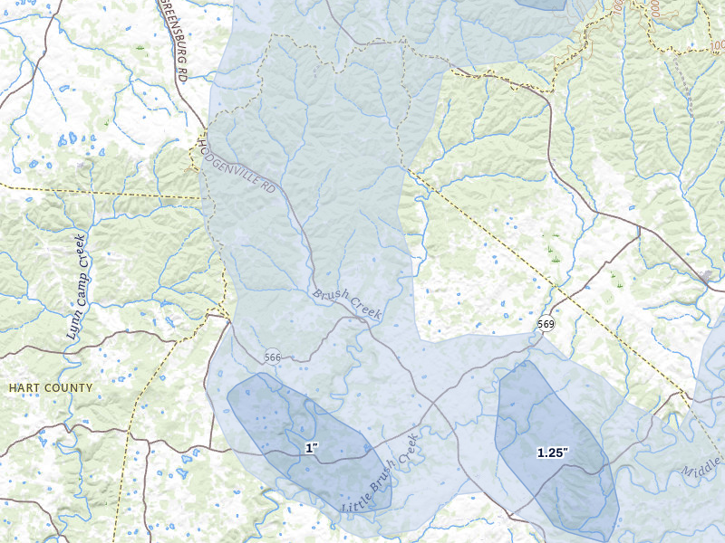NEXRAD radar-signature map of the hail over Summersville, KY