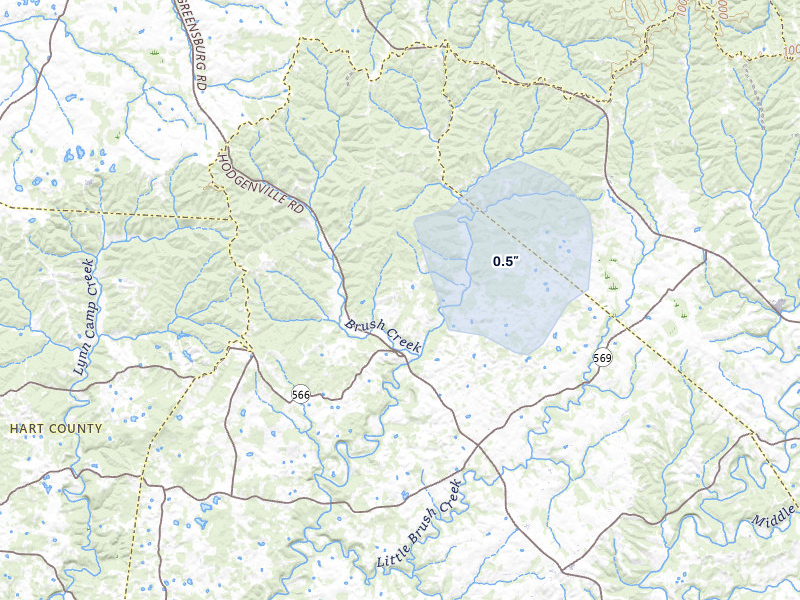 NEXRAD radar-signature map of the hail storm over Summersville, KY on Jul 9, 2026
