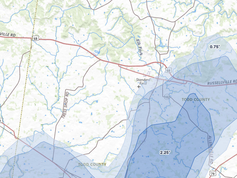 NEXRAD radar-signature map of the hail over Trenton, KY