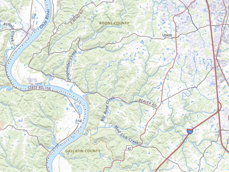 Radar-estimated hail-size map of the storm over Union, KY on May 16, 2026