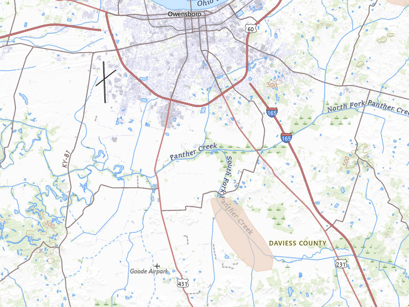 Radar-estimated hail-size map of the storm over Utica, KY