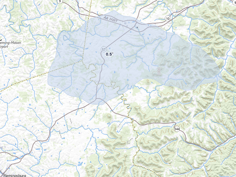 NEXRAD radar-signature map of the hail storm over Wallingford, KY on Mar 22, 2026