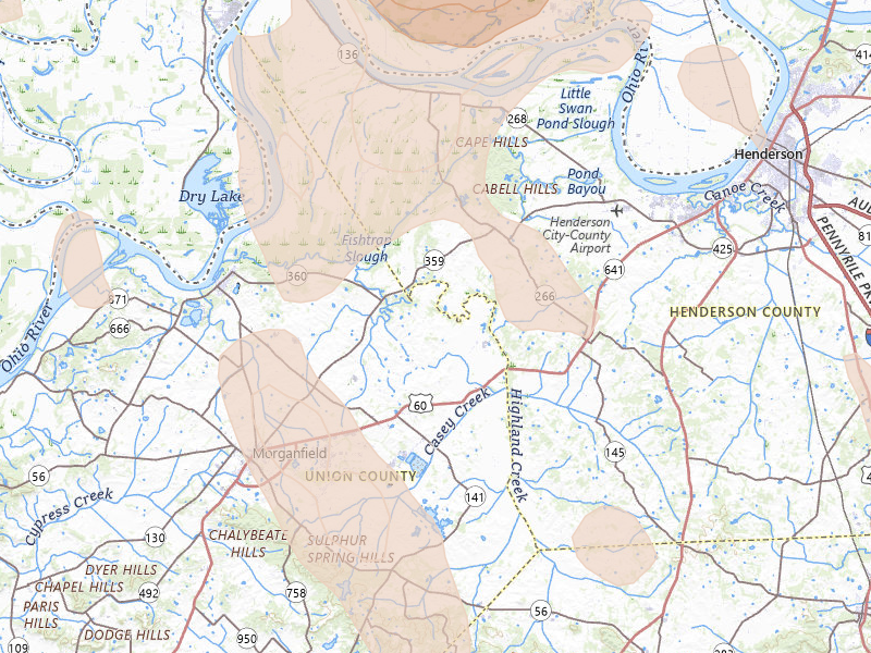 Radar-estimated hail-size map of the storm over Waverly, KY on Jul 26, 2026
