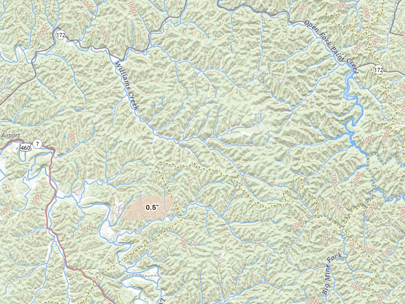 Radar-estimated hail-size map of the storm over West Liberty, KY