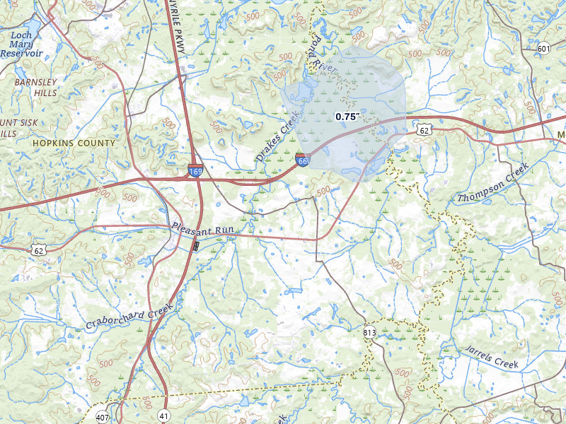 NEXRAD radar-signature map of the hail storm over White Plains, KY on Jul 3, 2026
