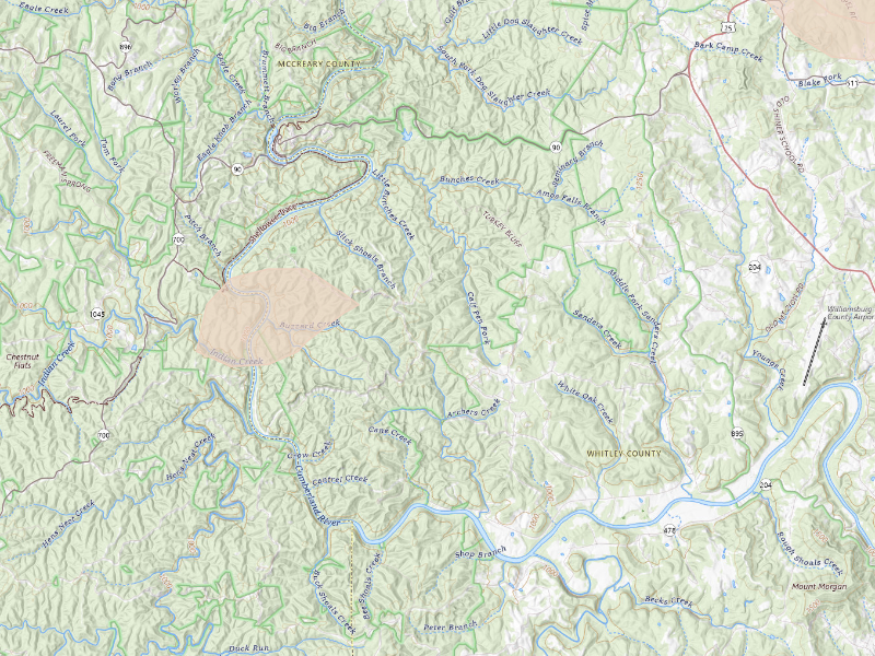 Radar-estimated hail-size map of the storm over Williamsburg, KY