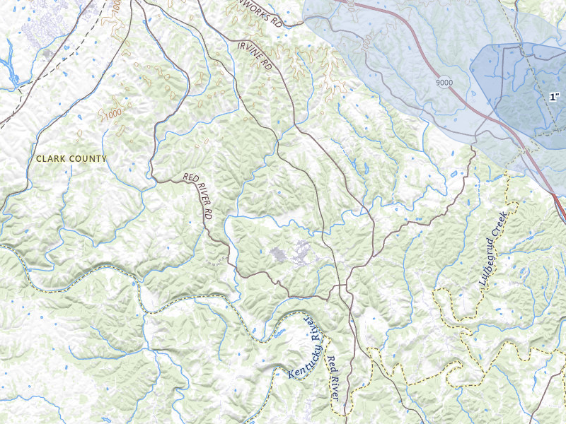 NEXRAD radar-signature map of the hail storm over Winchester, KY on Aug 16, 2026