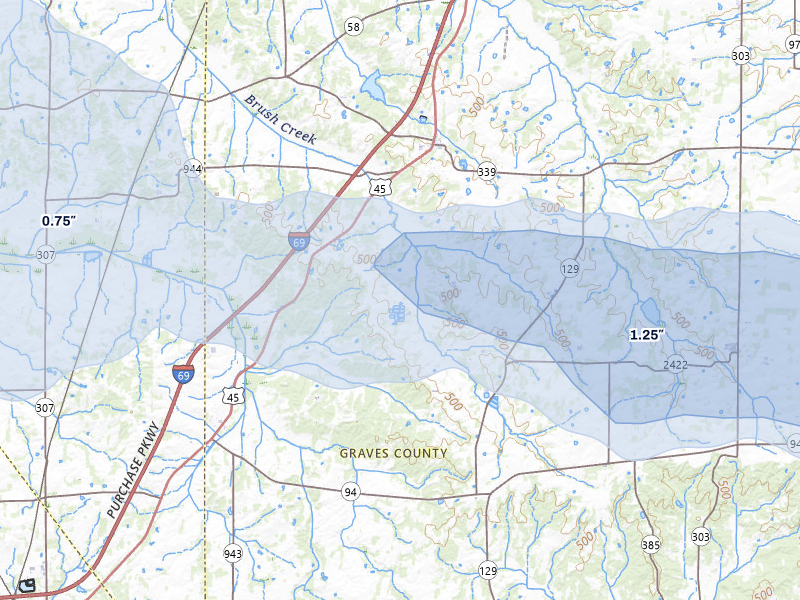 NEXRAD radar-signature map of the hail over Wingo, KY