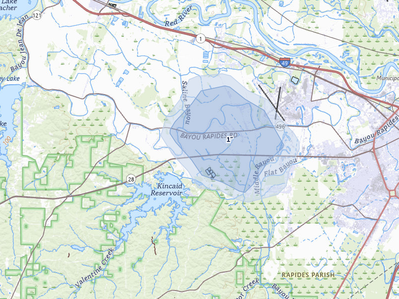 NEXRAD radar-signature map of the hail storm over Alexandria, LA on May 10, 2026