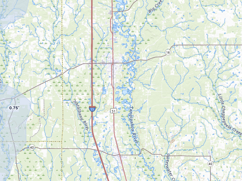 NEXRAD radar-signature map of the hail storm over Amite, LA on Jul 9, 2026