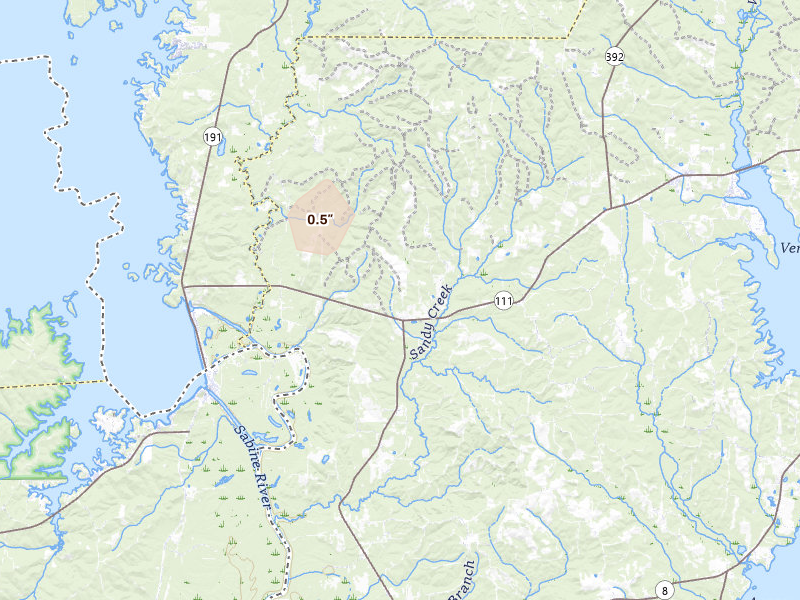 Radar-estimated hail-size map of the storm over Anacoco, LA