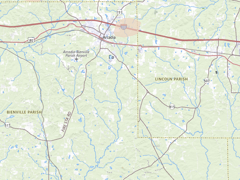 Radar-estimated hail-size map of the storm over Arcadia, LA on Jun 1, 2026