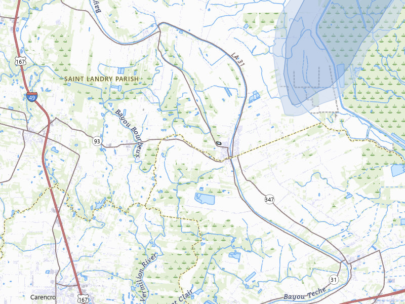 NEXRAD radar-signature map of the hail storm over Arnaudville, LA on Jul 8, 2026