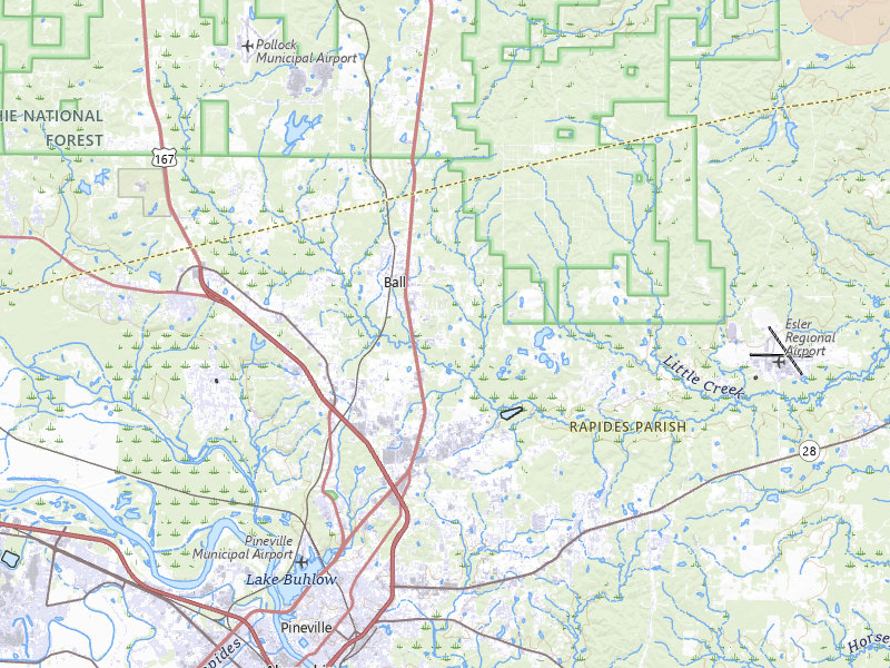 Radar-estimated hail-size map of the storm over Ball, LA on Jul 1, 2026