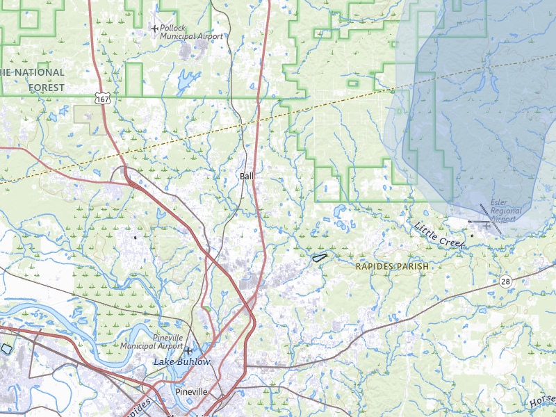 NEXRAD radar-signature map of the hail over Ball, LA