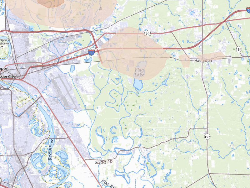 Radar-estimated hail-size map of the storm over Barksdale Afb, LA on Apr 29, 2026
