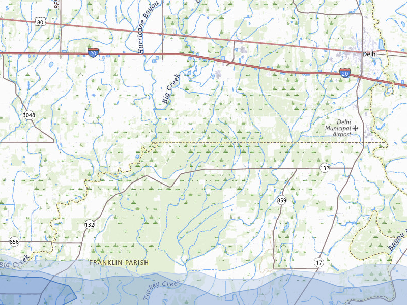 NEXRAD radar-signature map of the hail over Baskin, LA