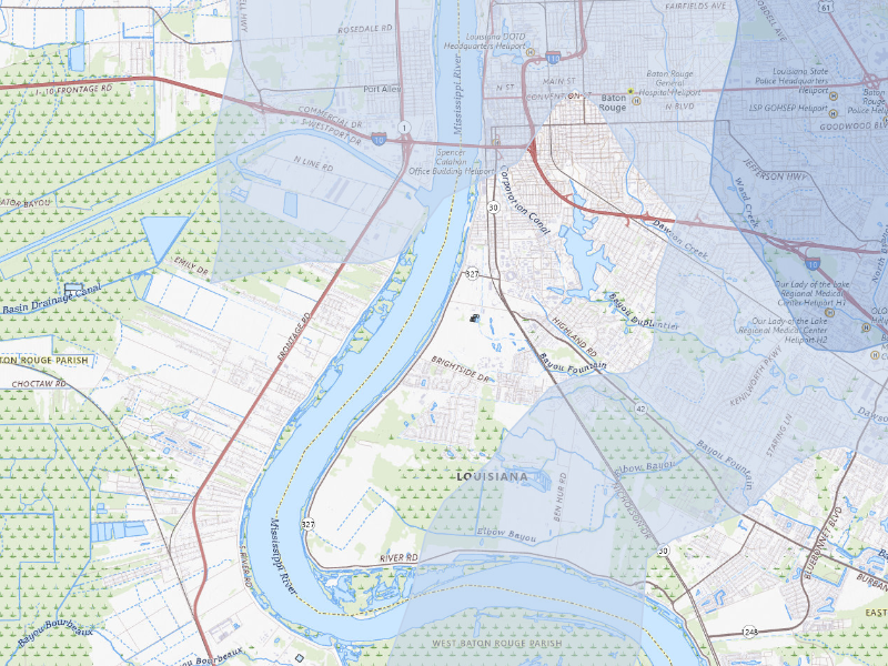NEXRAD radar-signature map of the hail storm over Baton Rouge, LA on Aug 24, 2026