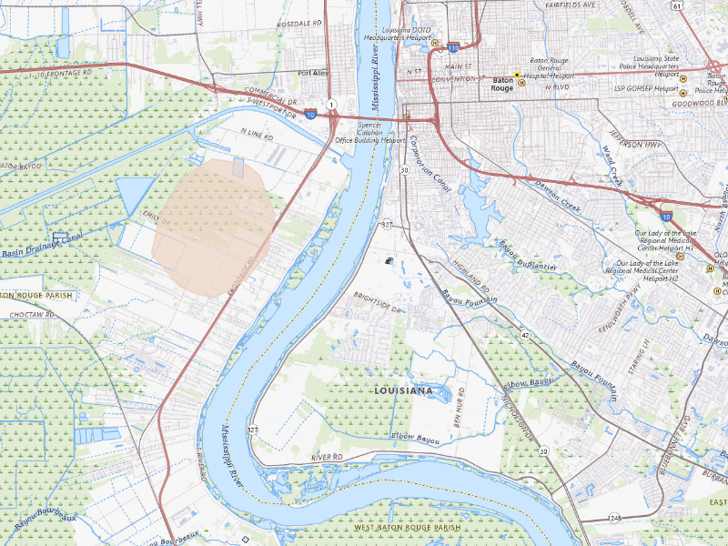 Radar-estimated hail-size map of the storm over Baton Rouge, LA