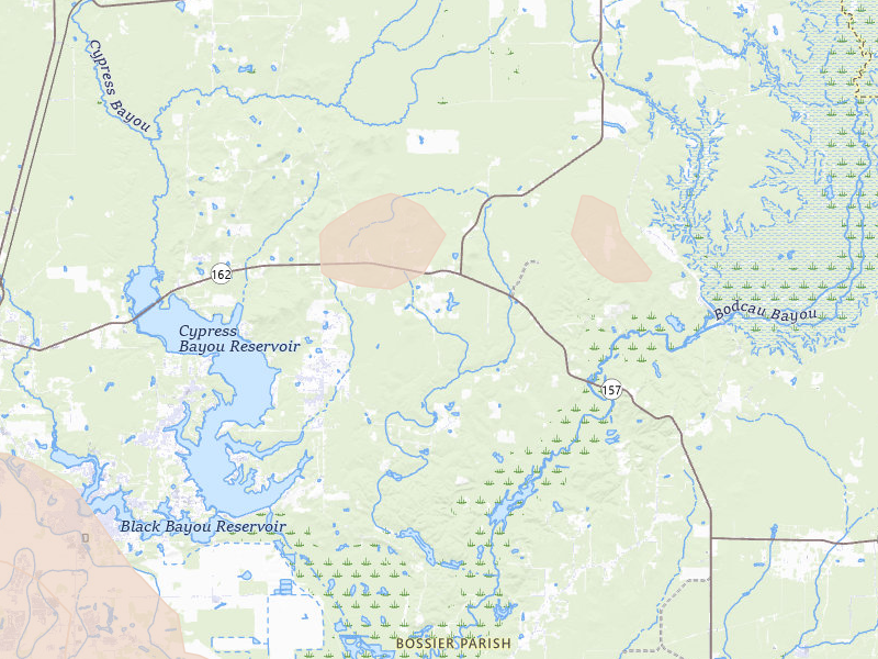 Radar-estimated hail-size map of the storm over Benton, LA on Mar 15, 2026