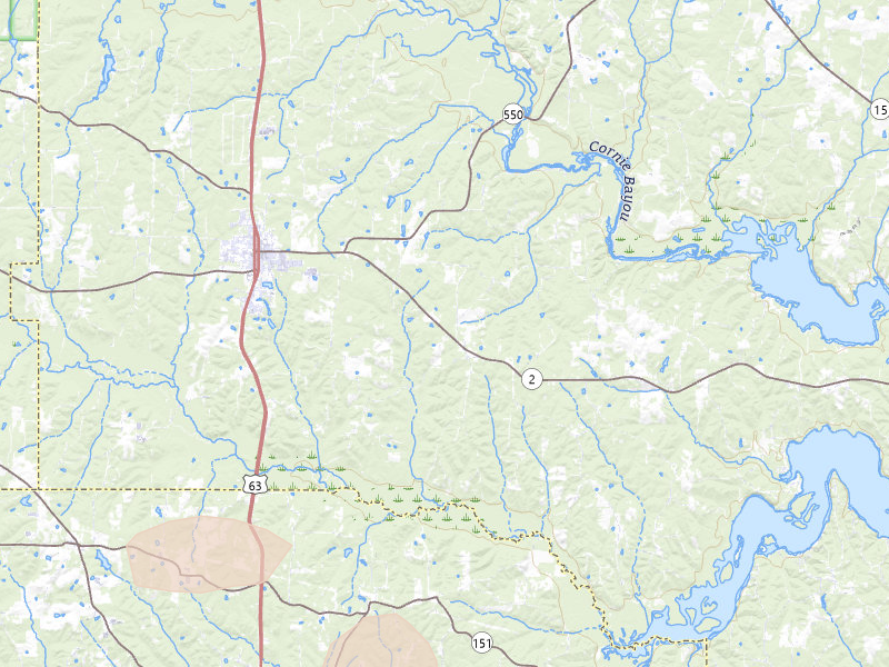 Radar-estimated hail-size map of the storm over Bernice, LA on Jul 4, 2026