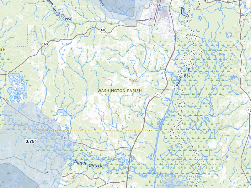 NEXRAD radar-signature map of the hail over Bogalusa, LA