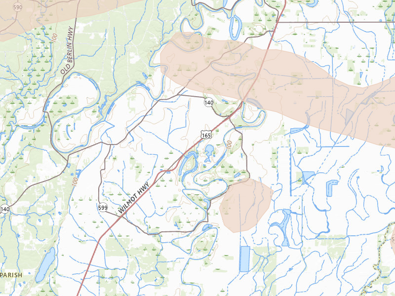 Radar-estimated hail-size map of the storm over Bonita, LA on May 8, 2026
