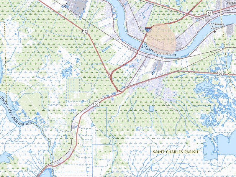 Radar-estimated hail-size map of the storm over Boutte, LA on Aug 24, 2026